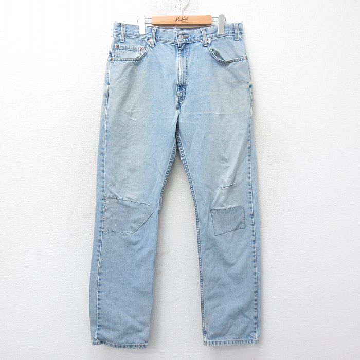 W35★古着 ジーンズ Levis リーバイス 505 メンズ コットン 紺 ネイビー デニム 25jan24 中古 ボトムス ジーパン Gパン ロング パンツ