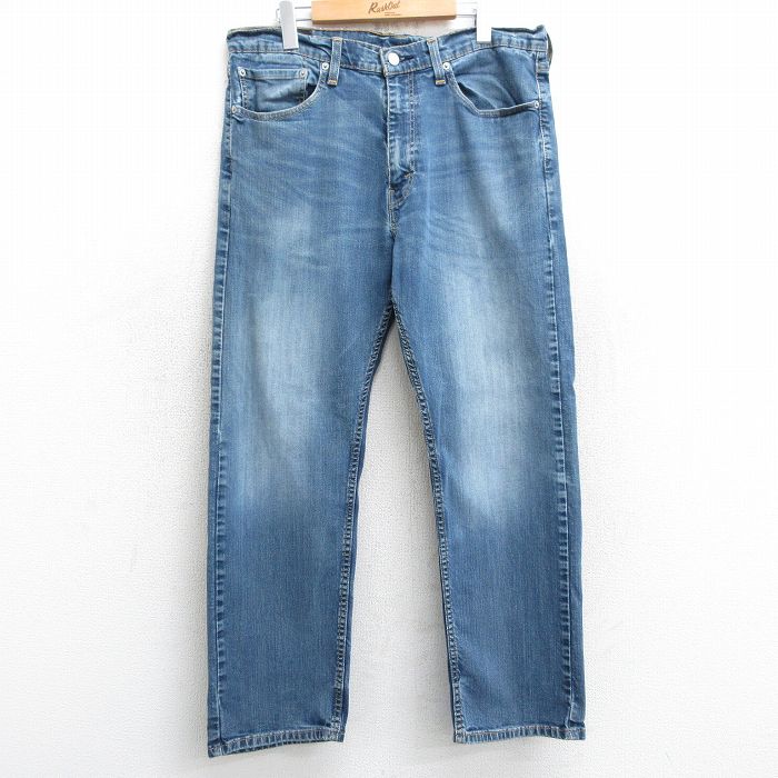 W35★古着 ジーンズ Levis リーバイス 505 メンズ ヒゲ 紺 ネイビー デニム 25feb01 中古 ボトムス ジーパン Gパン ロング パンツ