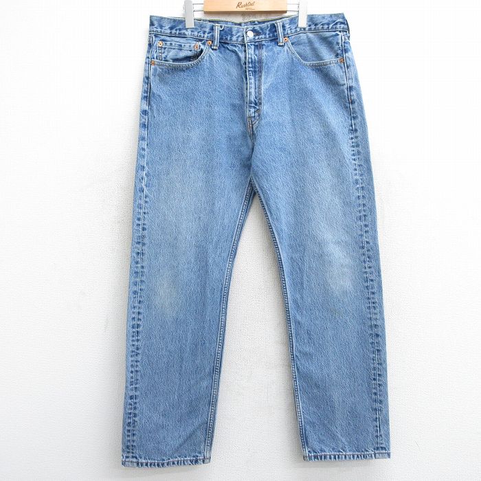 W39★古着 ジーンズ Levis リーバイス 505 メンズ 大きいサイズ コットン 紺 ネイビー デニム 25feb01 中古 ボトムス ジーパン Gパン ロング パンツ