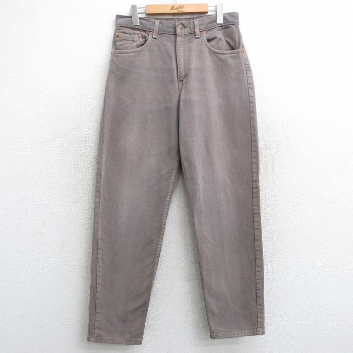 W31★古着 ジーンズ Levis リーバイス 550 メンズ 90年代 90s コットン USA製 薄茶 ブラウン デニム 25feb01 中古 ボトムス ジーパン Gパン ロング パンツ