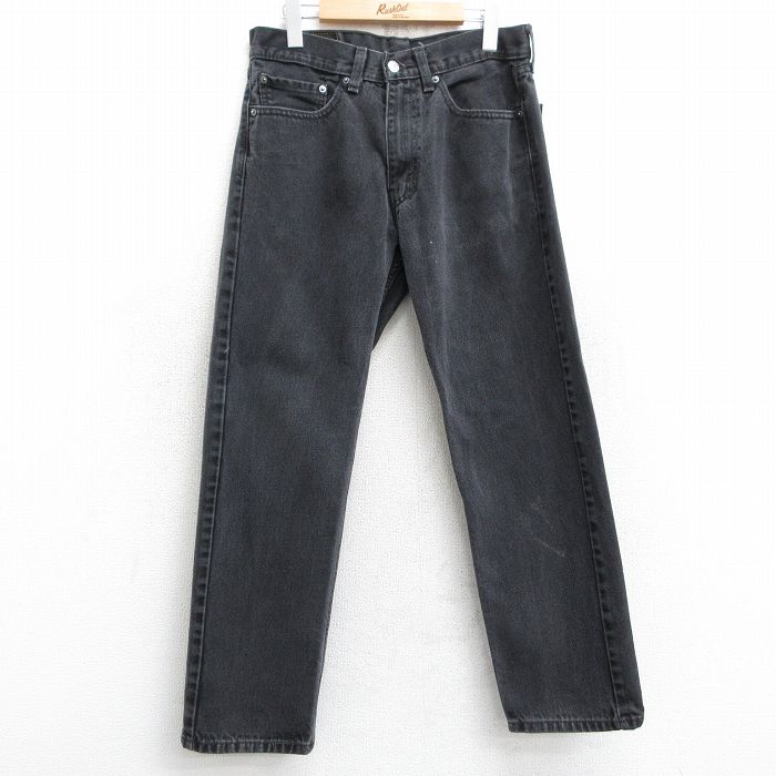 W31★古着 ジーンズ Levis リーバイス 505 メンズ 黒 ブラック デニム 25feb01 中古 ボトムス ジーパン Gパン ロング パンツ