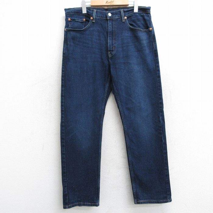 W36★古着 ジーンズ Levis リーバイス 505 メンズ ヒゲ 濃紺 ネイビー デニム 25feb01 中古 ボトムス ジーパン Gパン ロング パンツ
