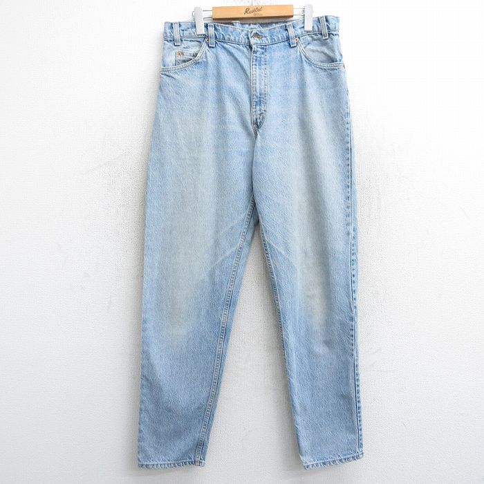 W34★古着 ジーンズ Levis リーバイス 550 メンズ 90年代 90s コットン USA製 薄紺 ネイビー デニム 25feb21 中古 ボトムス ジーパン Gパン ロング パンツ
