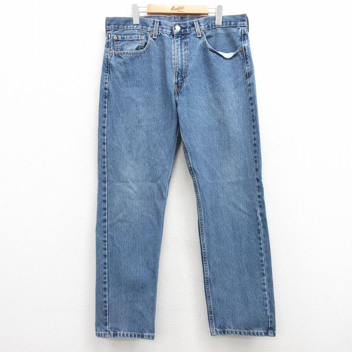 W36★古着 ジーンズ Levis リーバイス 505 メンズ コットン 紺 ネイビー デニム 25feb26 中古 ボトムス ジーパン Gパン ロング パンツ