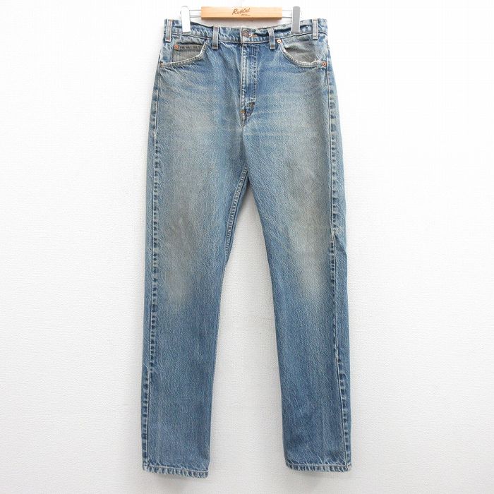 【50%OFF】W32★古着 ジーンズ Levis リーバイス 505 メンズ 00年代 00s ヒゲ コットン 紺 ネイビー デニム 25feb26 中古 ボトムス ジーパン Gパン ロング パンツ