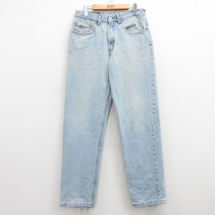 W32★古着 ジーンズ Levis リーバイス 550 メンズ 90年代 90s コットン USA製 紺 ネイビー デニム 25feb26 中古 ボトムス ジーパン Gパン ロング パンツ