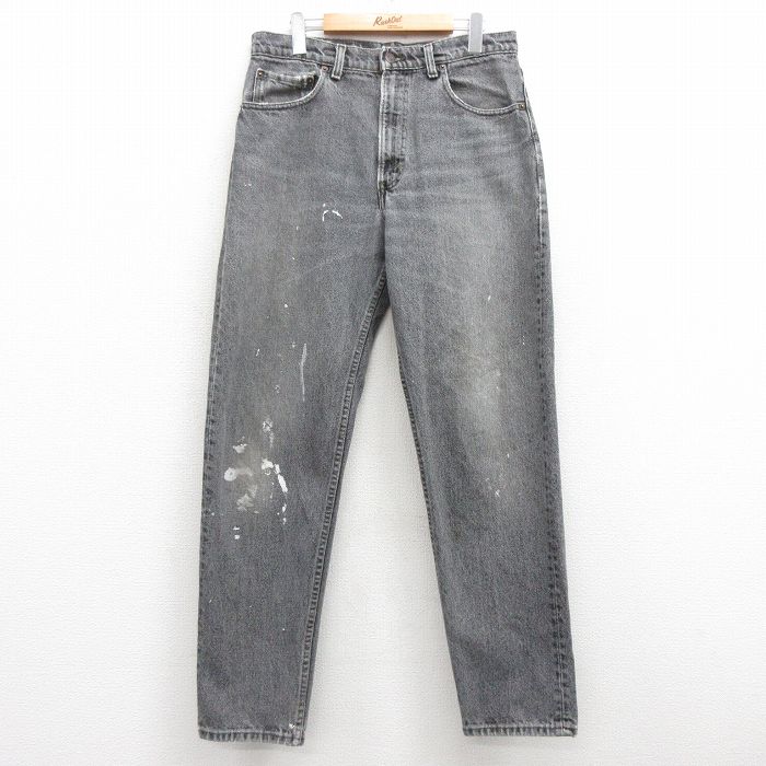 W34★古着 ジーンズ Levis リーバイス 550 メンズ 90年代 90s コットン USA製 黒 ブラック デニム 25feb26 中古 ボトムス ジーパン Gパン ロング パンツ