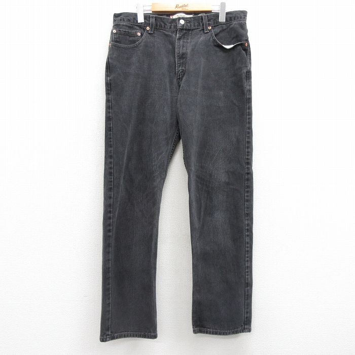 W36★古着 ジーンズ Levis リーバイス 505 メンズ 90年代 90s コットン USA製 黒 ブラック デニム 【spe】 25feb26 中古 ボトムス ジーパン Gパン ロング パンツ