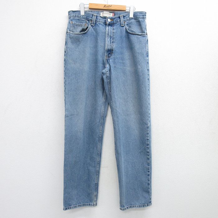 W34★古着 ジーンズ Levis リーバイス 550 メンズ コットン 薄紺 ネイビー デニム 25feb28 中古 ボトムス ジーパン Gパン ロング パンツ