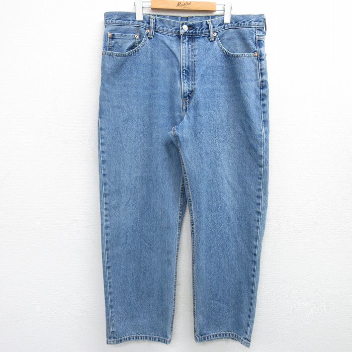 W39★古着 ジーンズ Levis リーバイス 550 メンズ ヒゲ コットン 薄紺 ネイビー デニム 25feb28 中古 ボトムス ジーパン Gパン ロング パンツ