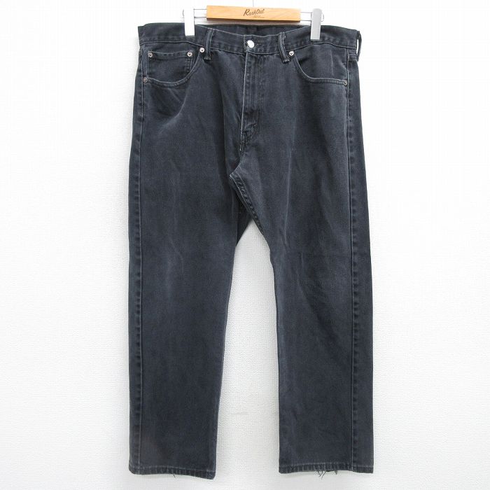 W37★古着 ジーンズ Levis リーバイス 505 メンズ コットン 黒 ブラック デニム 25feb28 中古 ボトムス ジーパン Gパン ロング パンツ