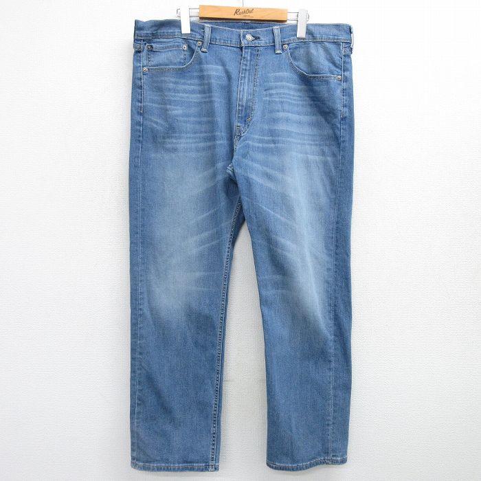 W38★古着 ジーンズ Levis リーバイス 505 メンズ ヒゲ 薄紺 ネイビー デニム 25feb28 中古 ボトムス ジーパン Gパン ロング パンツ