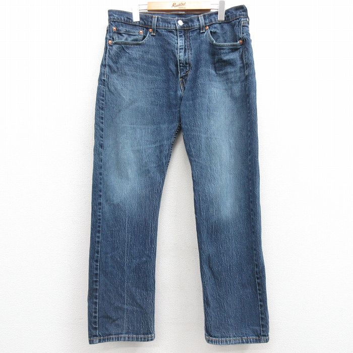 W36★古着 ジーンズ Levis リーバイス 505 メンズ ヒゲ 紺 ネイビー デニム 25mar01 中古 ボトムス ジーパン Gパン ロング パンツ