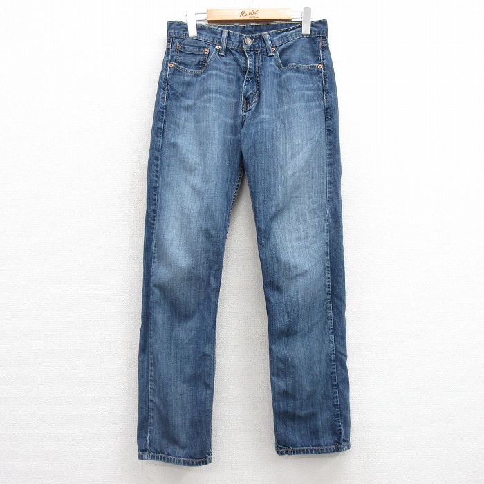 W30★古着 ジーンズ Levis リーバイス 505 メンズ ヒゲ コットン 紺 ネイビー デニム 25mar01 中古 ボトムス ジーパン Gパン ロング パンツ