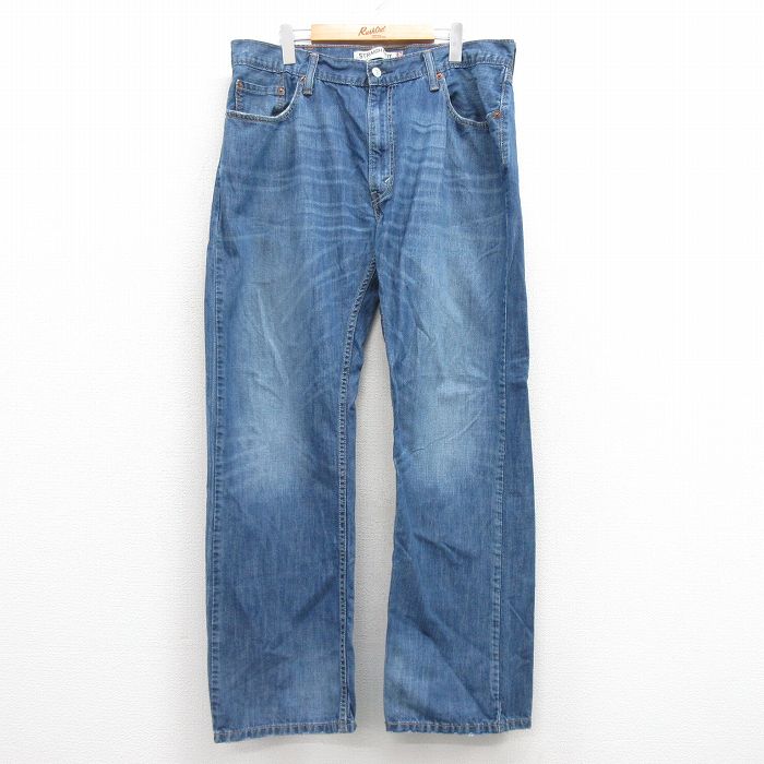 W37★古着 ジーンズ Levis リーバイス 505 メンズ ヒゲ コットン 紺 ネイビー デニム 25mar01 中古 ボトムス ジーパン Gパン ロング パンツ