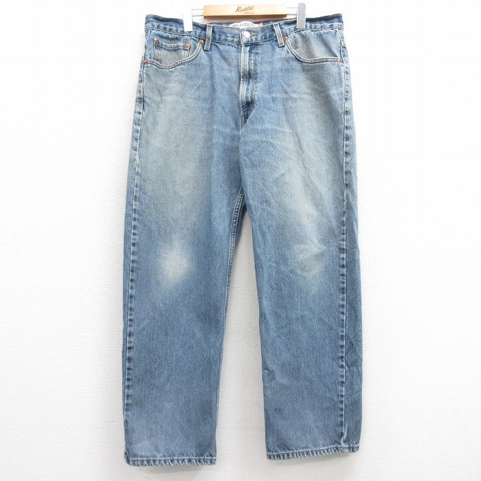 W38★古着 ジーンズ Levis リーバイス 550 メンズ ヒゲ コットン 紺 ネイビー デニム 25mar01 中古 ボトムス ジーパン Gパン ロング パンツ