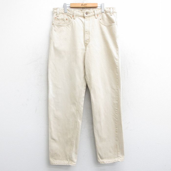 【50%OFF】W36★古着 ジーンズ Levis リーバイス 550 メンズ 90年代 90s コットン USA製 ベージュ カーキ デニム 25mar05 中古 ボトムス ジーパン Gパン ロング パンツ