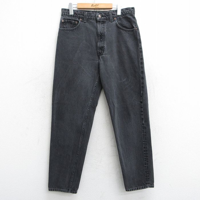 W34★古着 ジーンズ Levis リーバイス 550 メンズ 90年代 90s コットン USA製 黒 ブラック デニム 25mar05 中古 ボトムス ジーパン Gパン ロング パンツ