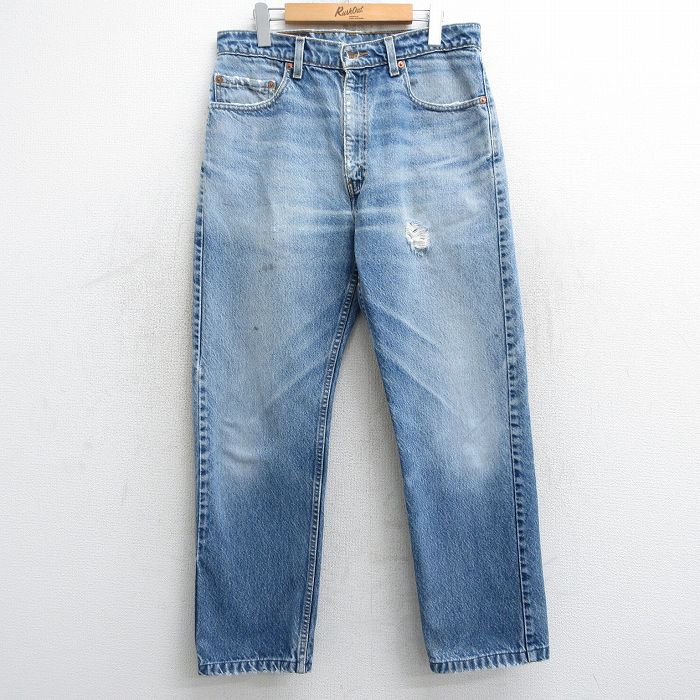 W31★古着 ジーンズ Levis リーバイス 505 メンズ 00年代 00s ヒゲ コットン 紺 ネイビー デニム 25mar05 中古 ボトムス ジーパン Gパン ロング パンツ