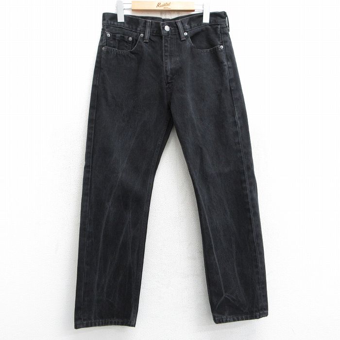 W31★古着 ジーンズ Levis リーバイス 505 メンズ コットン 黒 ブラック デニム 25mar05 中古 ボトムス ジーパン Gパン ロング パンツ