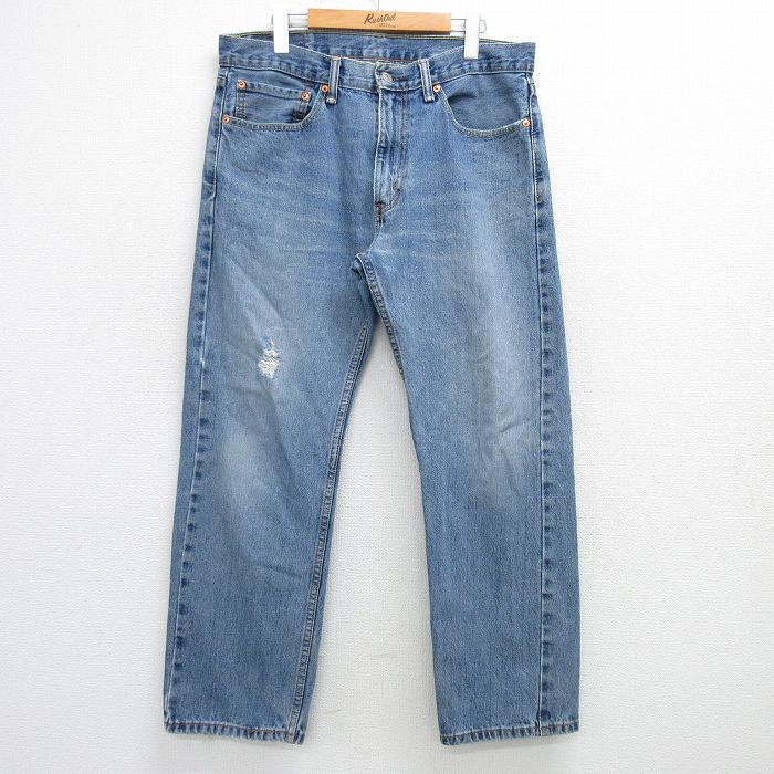 W36★古着 ジーンズ Levis リーバイス 505 メンズ コットン 紺 ネイビー デニム 25mar11 中古 ボトムス ジーパン Gパン ロング パンツ