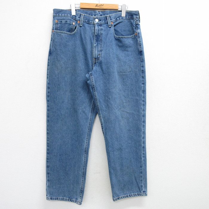 W38★古着 ジーンズ Levis リーバイス 550 メンズ テーパード コットン 紺 ネイビー デニム 25mar11 中古 ボトムス ジーパン Gパン ロング パンツ