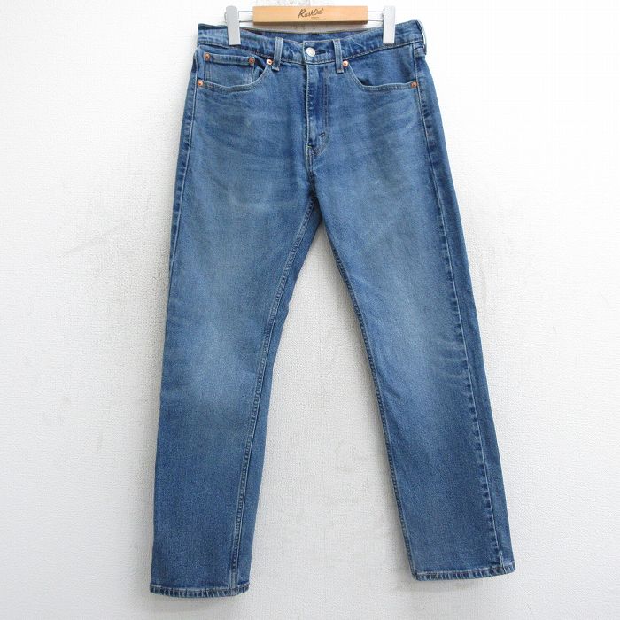 W31★古着 ジーンズ Levis リーバイス 505 メンズ ヒゲ 紺　デニム ネイビー 25mar15 中古 ボトムス ジーパン Gパン ロング パンツ