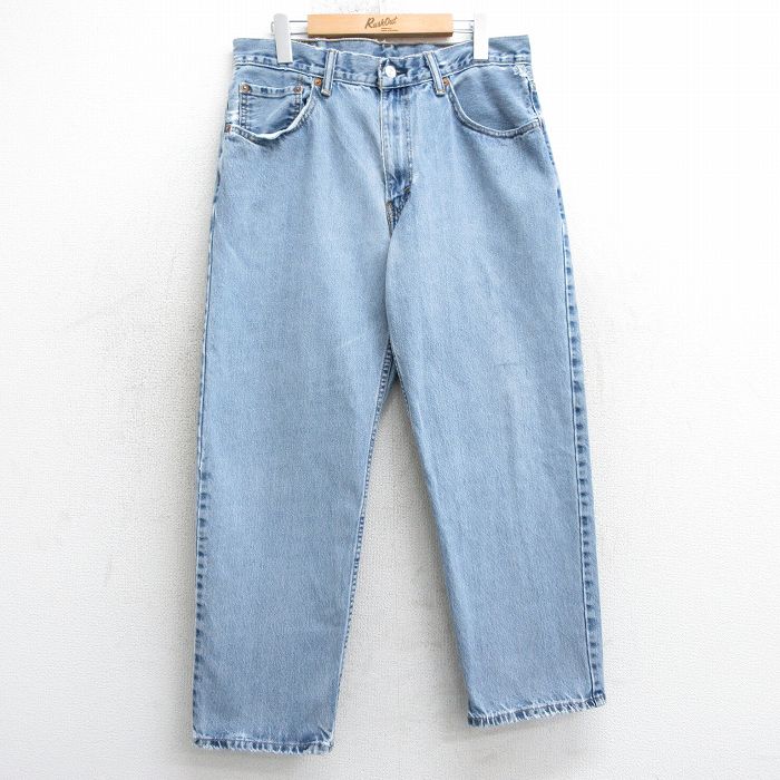 W32★古着 ジーンズ Levis リーバイス 550 メンズ コットン 薄紺　デニム ネイビー 25mar15 中古 ボトムス ジーパン Gパン ロング パンツ