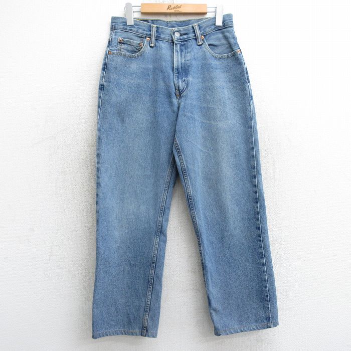 W29★古着 ジーンズ Levis リーバイス 550 メンズ ヒゲ コットン 紺 ネイビー デニム 25mar15 中古 ボトムス ジーパン Gパン ロング パンツ