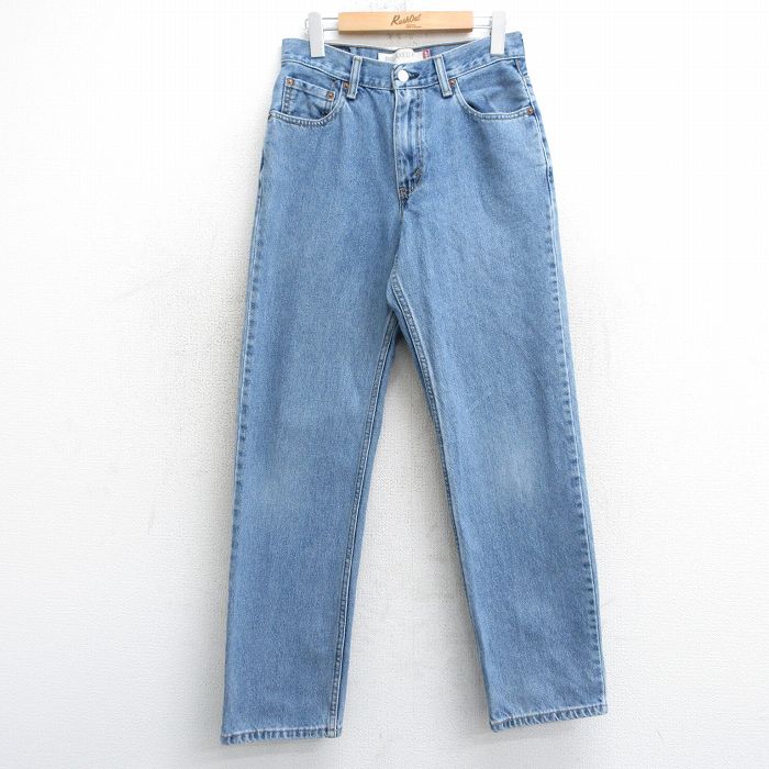 W28★古着 ジーンズ Levis リーバイス 550 メンズ コットン 薄紺 ネイビー デニム 25mar15 中古 ボトムス ジーパン Gパン ロング パンツ