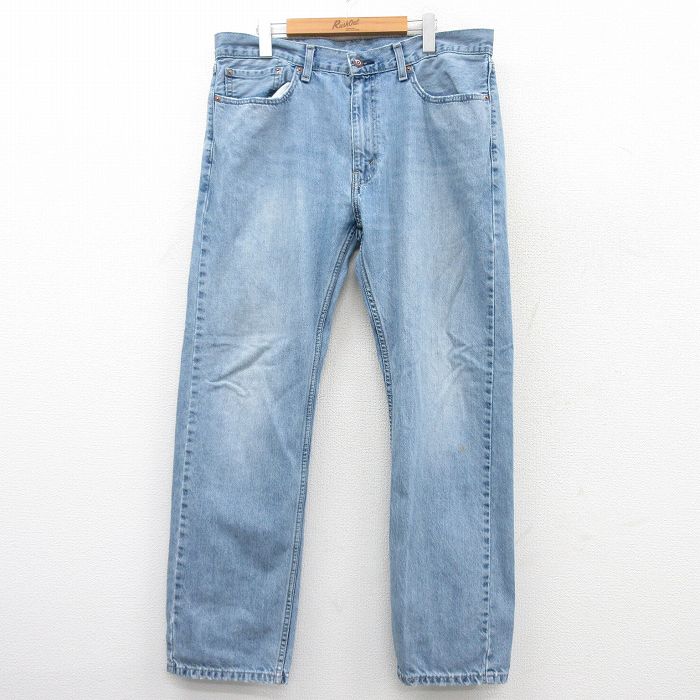 W38★古着 ジーンズ Levis リーバイス 505 メンズ 薄紺 ネイビー デニム 25mar17 中古 ボトムス ジーパン Gパン ロング パンツ