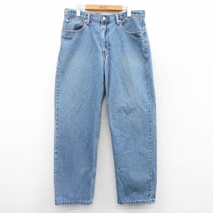 W36★古着 ジーンズ Levis リーバイス 550 メンズ 薄紺 ネイビー デニム 25mar17 中古 ボトムス ジーパン Gパン ロング パンツ