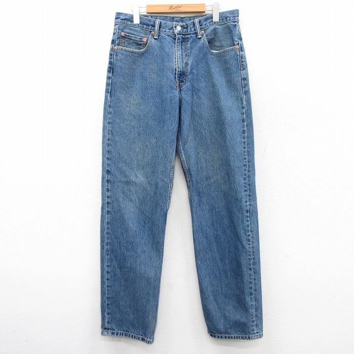 W34★古着 ジーンズ Levis リーバイス 550 メンズ 薄紺 ネイビー デニム 25mar17 中古 ボトムス ジーパン Gパン ロング パンツ
