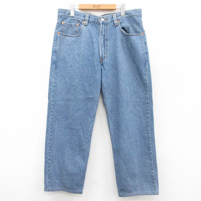 W37★古着 ジーンズ Levis リーバイス 550 メンズ 薄紺 ネイビー デニム 25mar17 中古 ボトムス ジーパン Gパン ロング パンツ