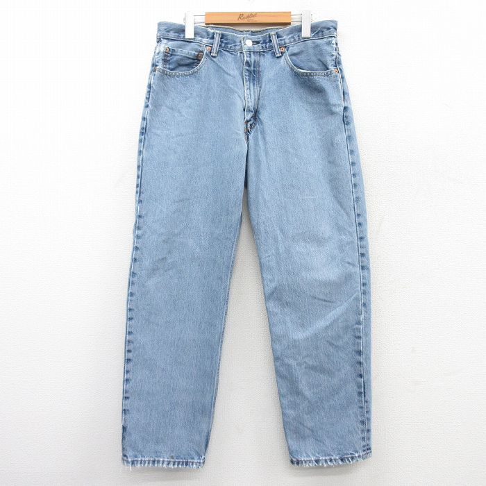 W34★古着 ジーンズ Levis リーバイス 550 メンズ 薄紺 ネイビー デニム 25mar17 中古 ボトムス ジーパン Gパン ロング パンツ