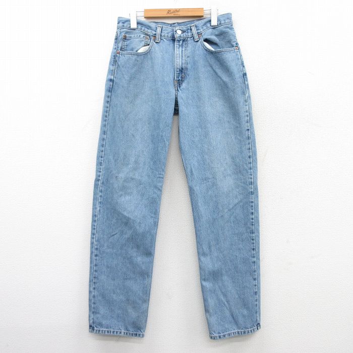 W31★古着 ジーンズ Levis リーバイス 550 メンズ 薄紺 ネイビー デニム 25mar17 中古 ボトムス ジーパン Gパン ロング パンツ
