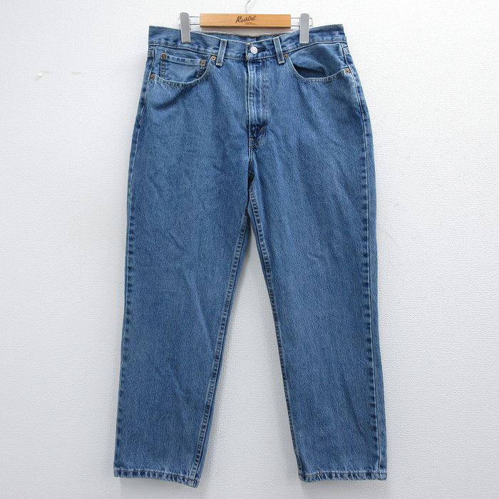 W34★古着 ジーンズ Levis リーバイス 550 メンズ コットン 薄紺 ネイビー デニム 25mar17 中古 ボトムス ジーパン Gパン ロング パンツ