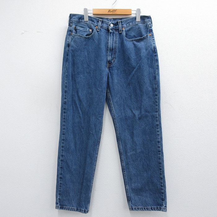 W34★古着 ジーンズ Levis リーバイス 550 メンズ コットン 紺 ネイビー デニム 25mar17 中古 ボトムス ジーパン Gパン ロング パンツ