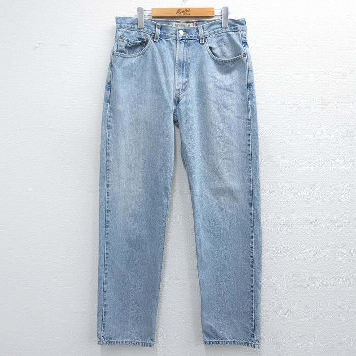 W33★古着 ジーンズ Levis リーバイス 550 メンズ コットン 薄紺 ネイビー デニム 25mar17 中古 ボトムス ジーパン Gパン ロング パンツ