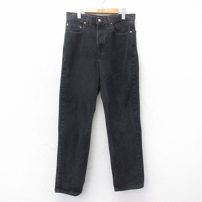 W34★古着 ジーンズ Levis リーバイス 550 メンズ 90年代 90s コットン USA製 黒 ブラック デニム 【spe】 25mar18 中古 ボトムス ジーパン Gパン ロング パンツ