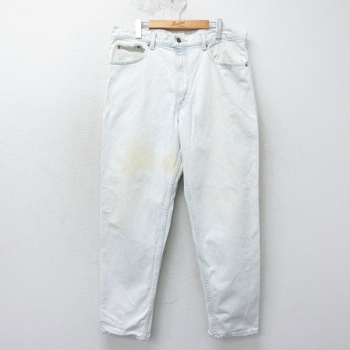 W38★古着 ジーンズ Levis リーバイス 550 メンズ 90年代 90s コットン USA製 薄紺 ネイビー デニム 25mar18 中古 ボトムス ジーパン Gパン ロング パンツ