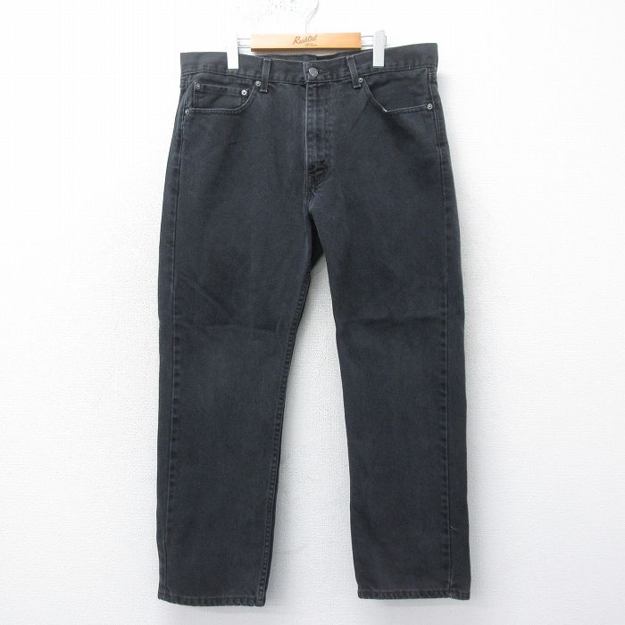 W38★古着 ジーンズ Levis リーバイス 505 メンズ 黒 ブラック デニム 25mar18 中古 ボトムス ジーパン Gパン ロング パンツ