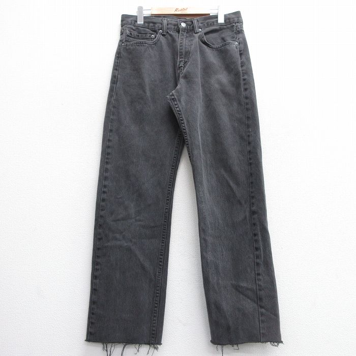 W34★古着 ジーンズ Levis リーバイス 505 メンズ コットン 黒 ブラック デニム 25mar25 中古 ボトムス ジーパン Gパン ロング パンツ