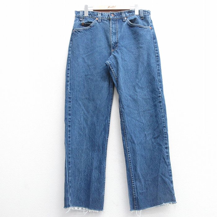 W34★古着 ジーンズ Levis リーバイス 505 メンズ コットン 紺 ネイビー デニム 25mar25 中古 ボトムス ジーパン Gパン ロング パンツ