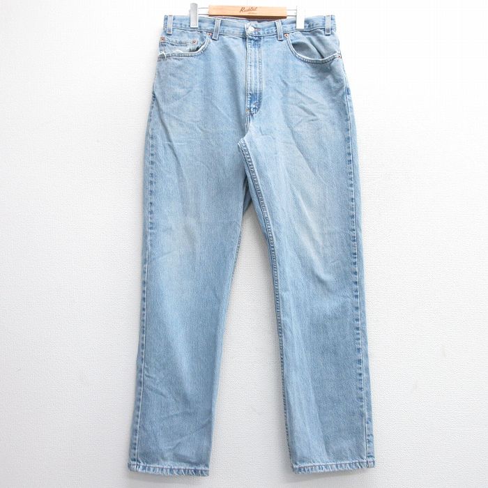 W35★古着 ジーンズ Levis リーバイス 505 メンズ 90年代 90s コットン USA製 紺 ネイビー デニム 25mar25 中古 ボトムス ジーパン Gパン ロング パンツ