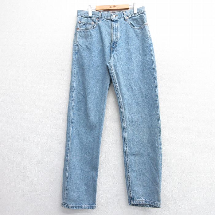 W35★古着 ジーンズ Levis リーバイス 505 メンズ 90年代 90s コットン USA製 紺 ネイビー デニム 25mar25 中古 ボトムス ジーパン Gパン ロング パンツ