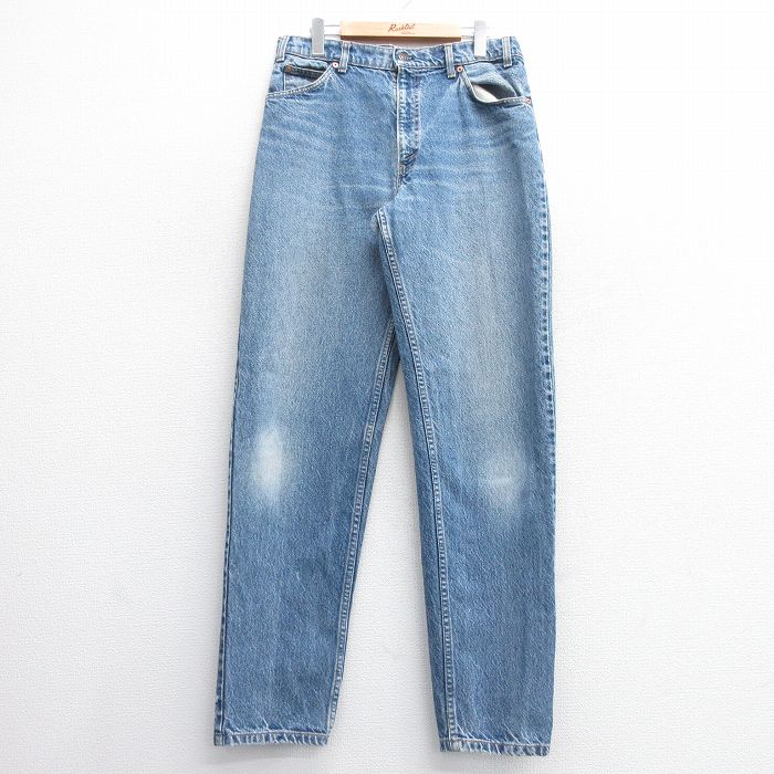 【50%OFF】W34★古着 ジーンズ Levis リーバイス 550 メンズ 90年代 90s テーパード ヒゲ コットン USA製 紺 ネイビー デニム 【spe】 25mar25 中古 ボトムス ジーパン Gパン ロング パンツ