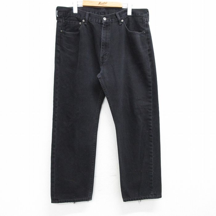 W37★古着 ジーンズ Levis リーバイス 505 メンズ コットン 黒 ブラック デニム 25mar28 中古 ボトムス ジーパン Gパン ロング パンツ