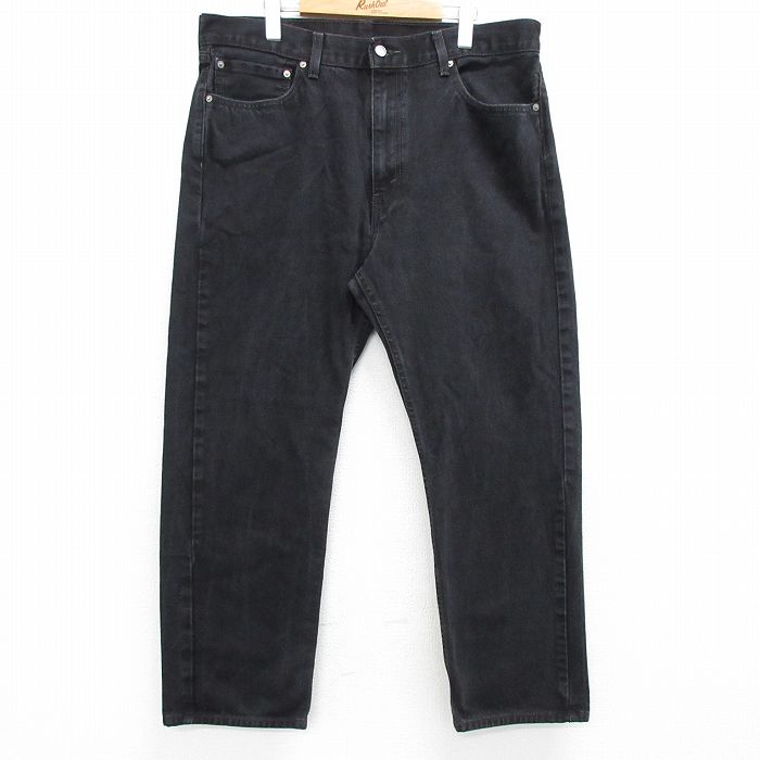 W38★古着 ジーンズ Levis リーバイス 505 メンズ コットン 黒 ブラック デニム 25mar28 中古 ボトムス ジーパン Gパン ロング パンツ
