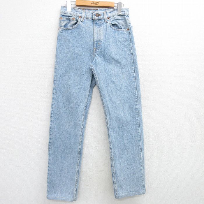 W29★古着 ジーンズ Levis リーバイス 505 メンズ 90年代 90s コットン USA製 薄紺 ネイビー デニム 【spe】 25mar28 中古 ボトムス ジーパン Gパン ロング パンツ
